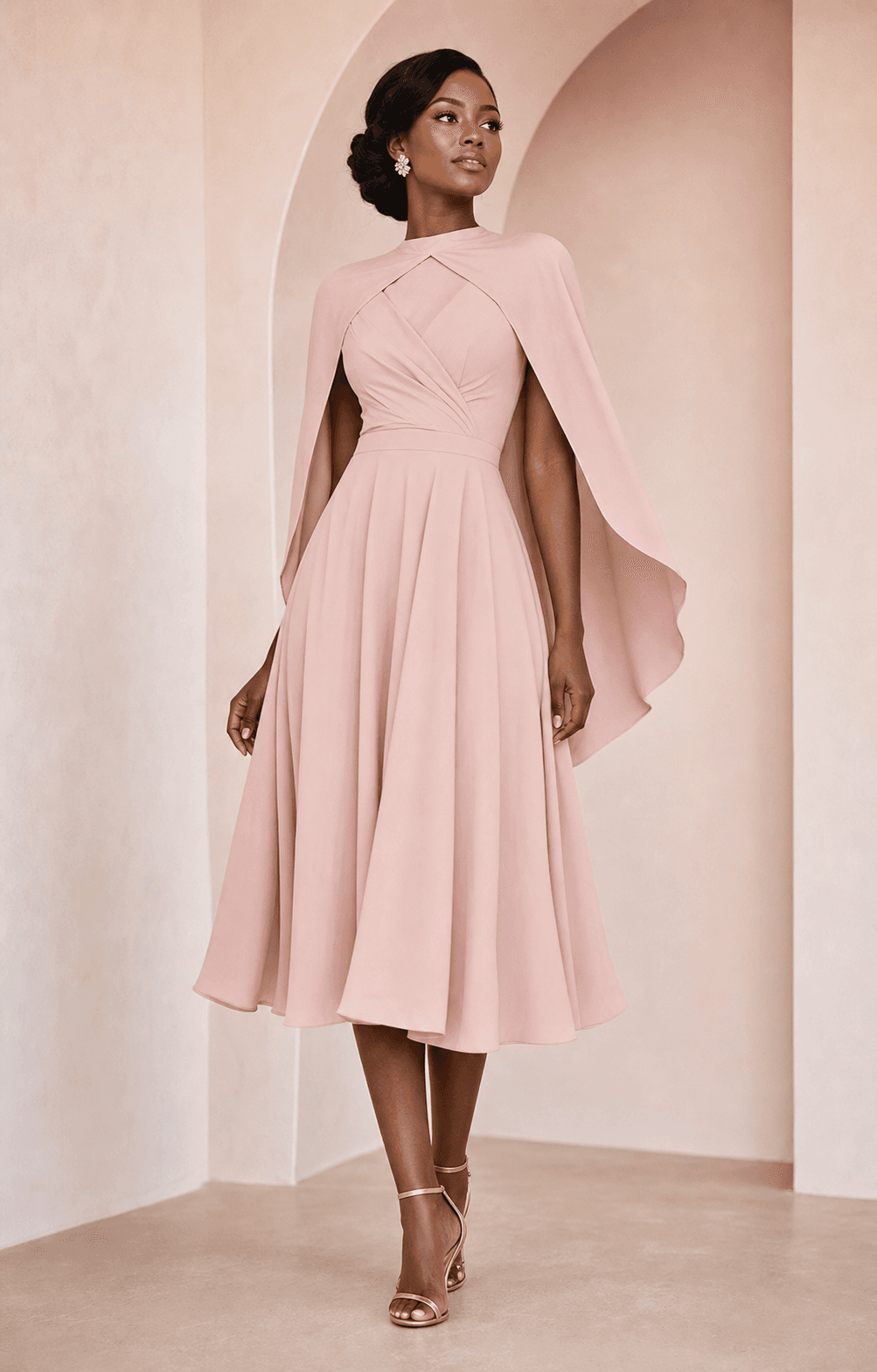 Concept presentation of a flowing blush midi dress